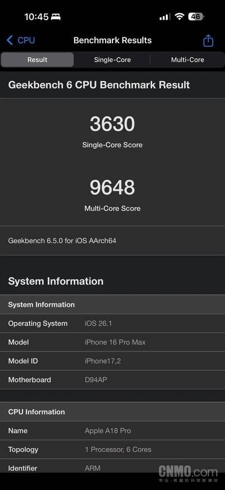 同为台积电3nm制程 A18 Pro散热后与A19 Pro跑分相当