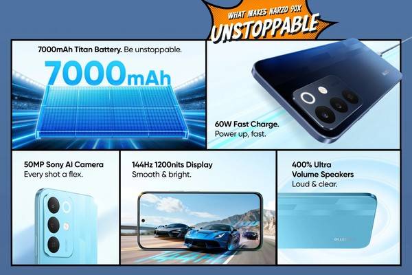 真我Narzo 90系列正式发布 7000mAh电池+60W快充