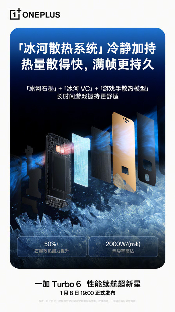 一加 Turbo 6预热：搭载行业热导率最高的冰河石墨