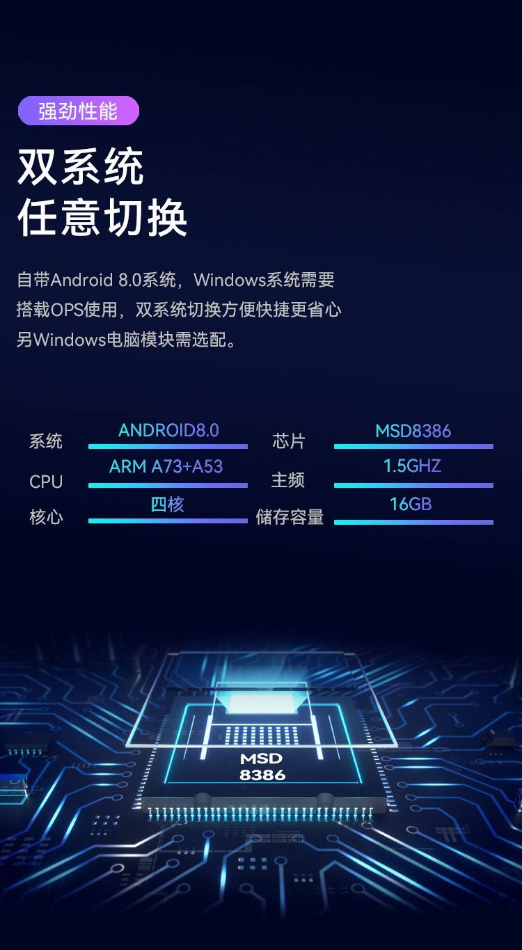 智慧黑板 安卓和windows双系统切换 OPS功能 系统性能稳定