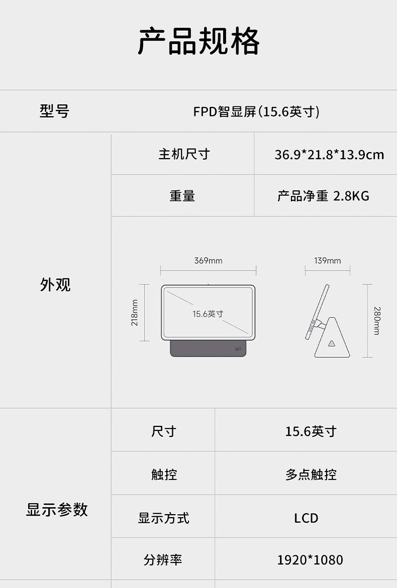 FPD智显屏产品规格